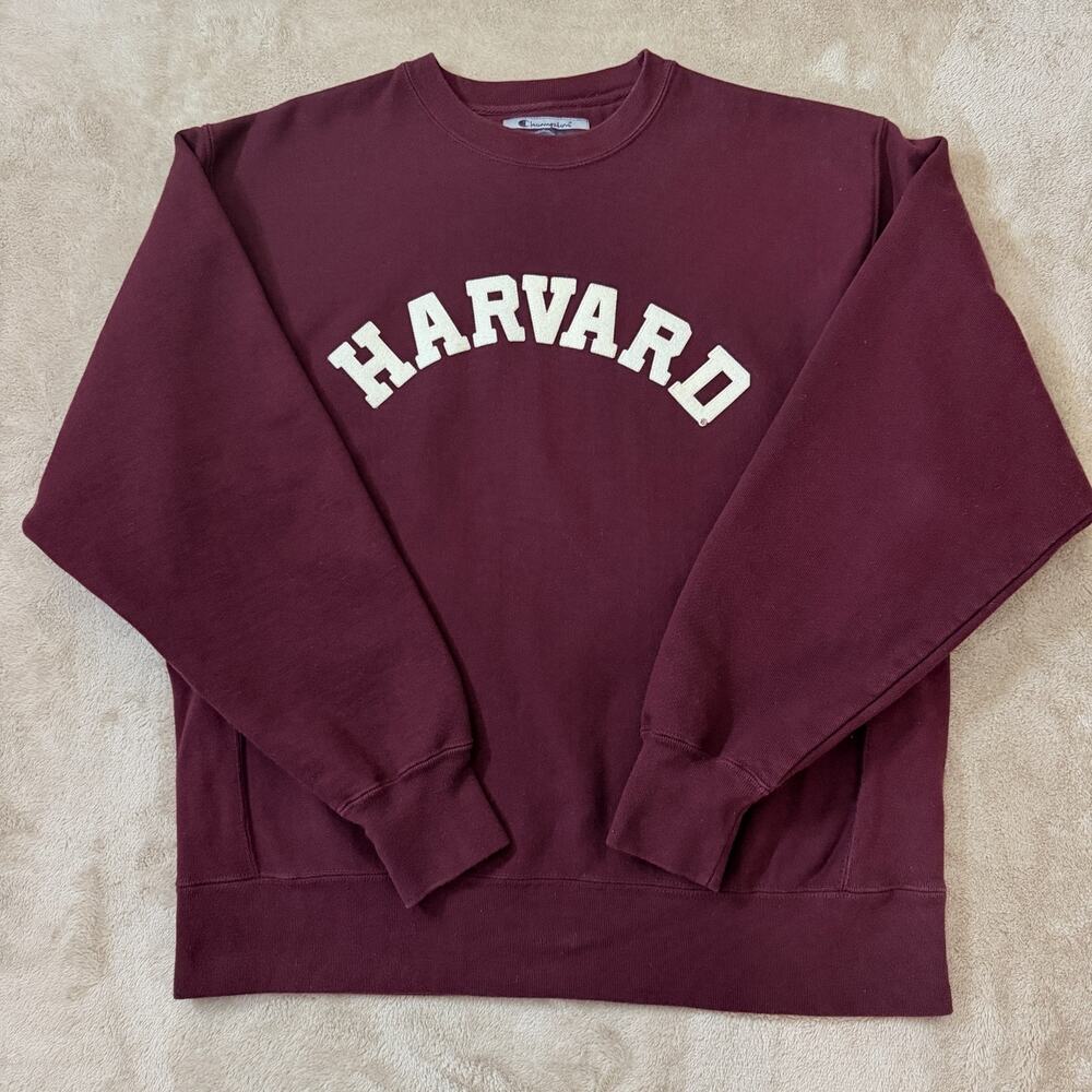 Vintage Y2K Champion Reverse Weave Harvard Crewneck Sweatshirt M Burgundy Appliq